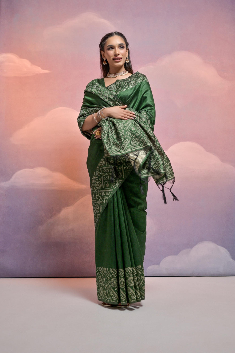 Green Pure Soft Bengalori Handloom Row Silk Saree