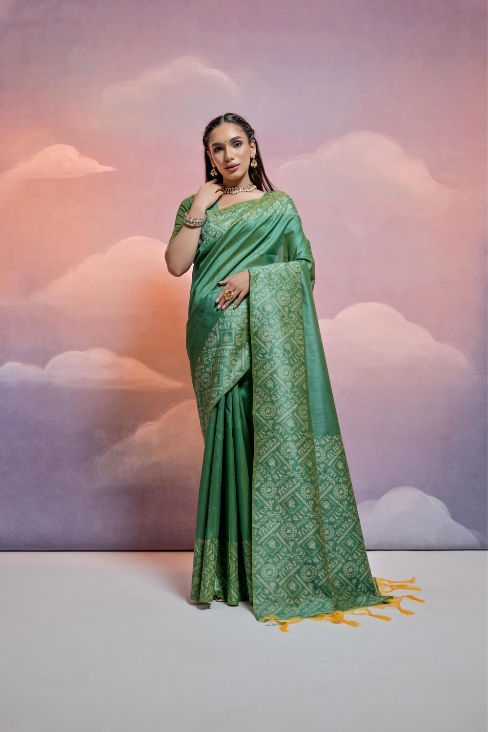 Parrot Pure Soft Bengalori Handloom Row Silk Saree