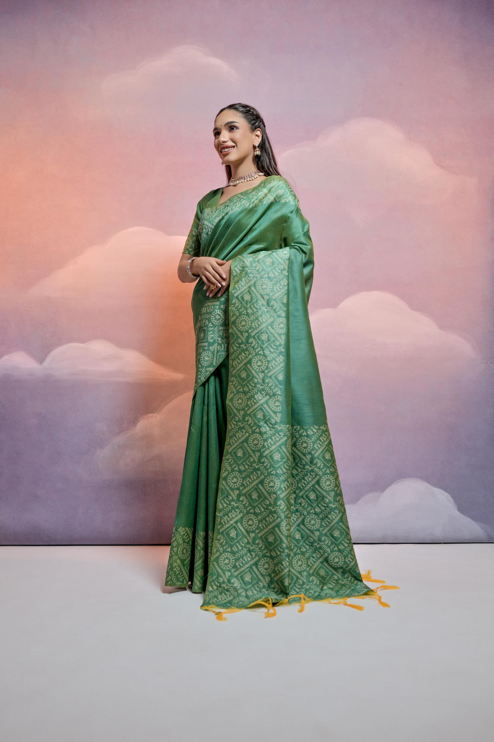 Parrot Pure Soft Bengalori Handloom Row Silk Saree
