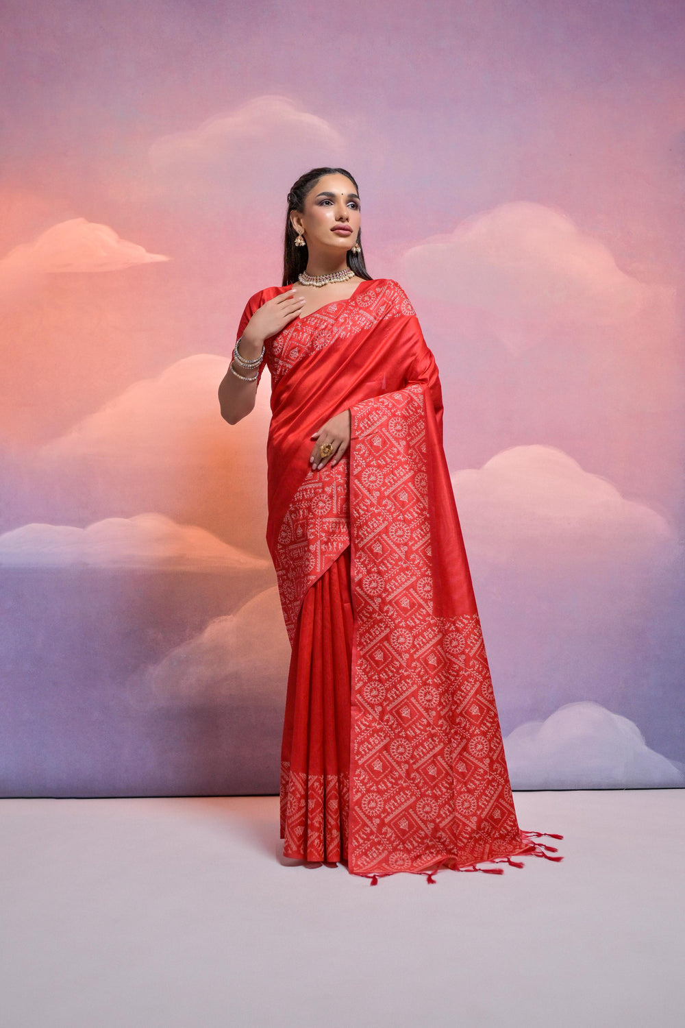 Red Pure Soft Bengalori Handloom Row Silk Saree