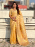 Yellow Pure Kora Silk Leheriya Meenakari Weaves Kora Silk Saree 