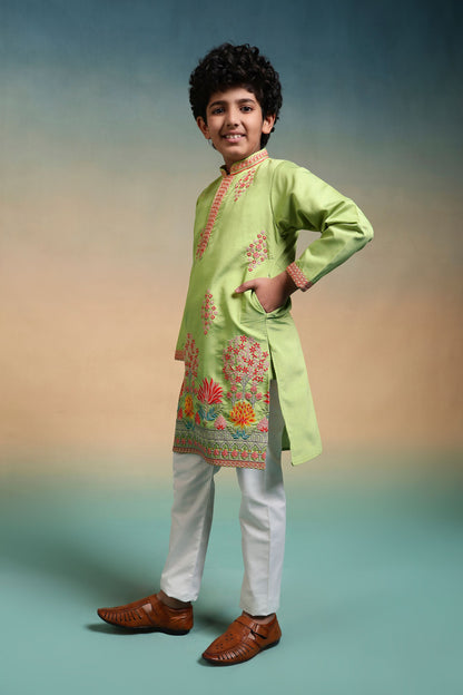 Pista Pure Viscose Silk Kids Boy Kurta Pajama 