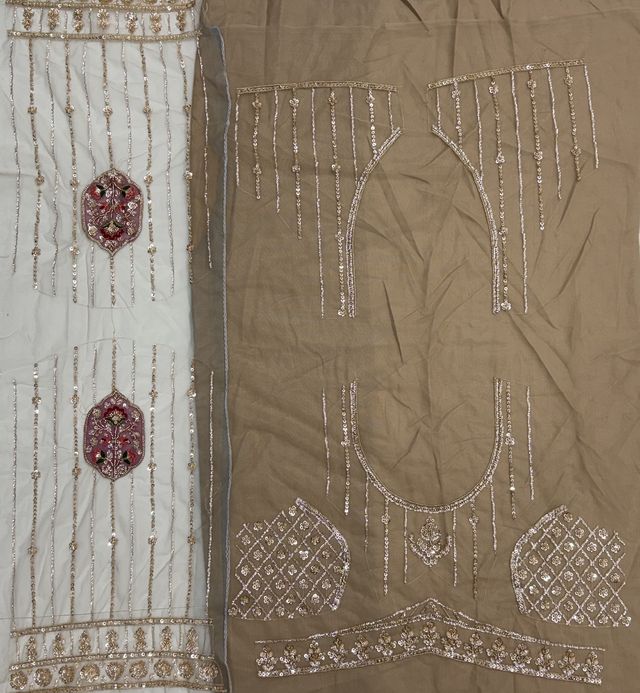 Chiku Pure Heavy Net Motif Handwork Zari Sequins Work Bridal Lehenga Choli