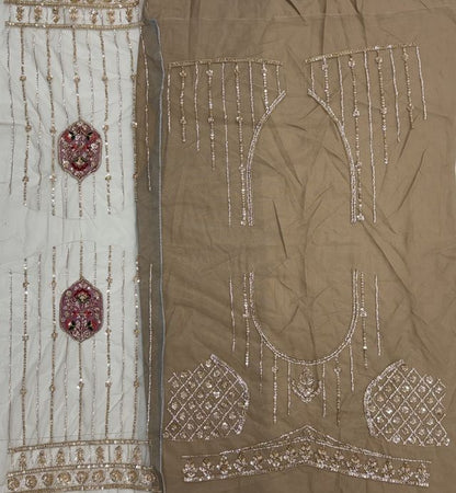 Chiku Pure Heavy Net Motif Handwork Zari Sequins Work Bridal Lehenga Choli