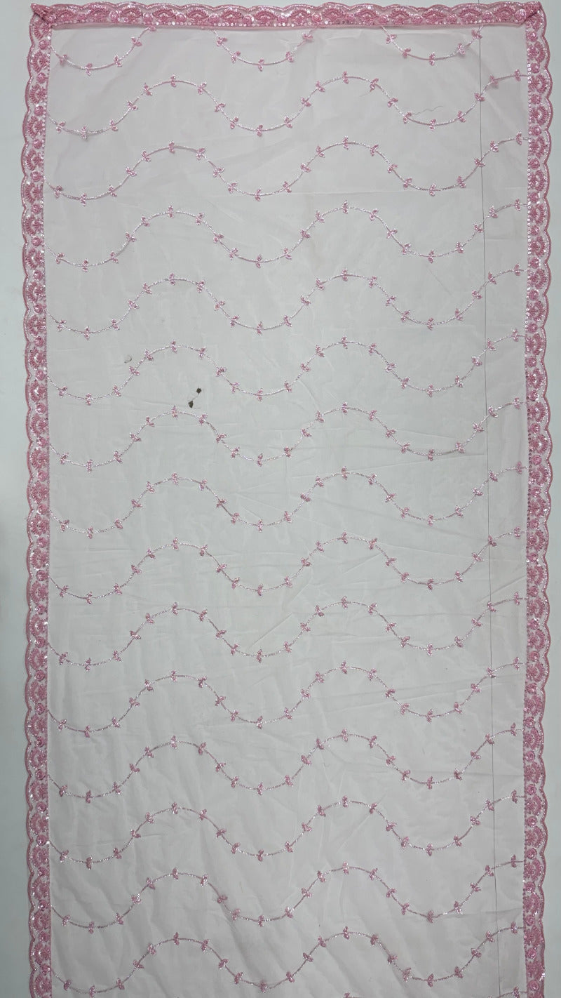 Pink Pure Heavy Net Motif Handwork Zari Sequins Work Bridal Lehenga Choli