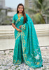 Aqua Blue Pure Soft Silk Zari Woven Pichwai Silk Saree 