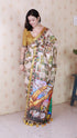 Gold Pure Tussar Silk Bold Kalamkari Figure Printed Tussar Saree Tussar Saree Anant Tex Exports Pvt.Ltd..