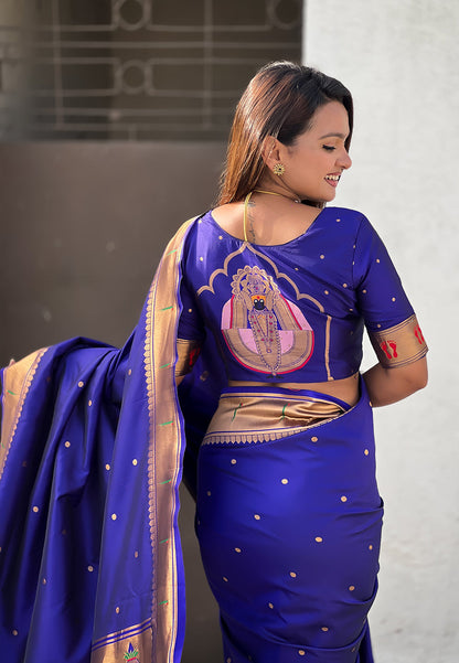 Violet Zari Woven Mahalaxmi God Paithani Silk Saree Paithani Saree Anant Tex Exports Pvt.Ltd..