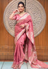 Salmon Pink Banarasi Satin Silk Zari Banarasi Saree Panetar Saree Anant Tex Exports Pvt.Ltd..