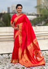 Red Zari Woven Mahalaxmi God Paithani Silk Saree Paithani Saree Anant Tex Exports Pvt.Ltd..