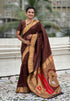 Coffee Zari Woven Mahalaxmi God Paithani Silk Saree Paithani Saree Anant Tex Exports Pvt.Ltd..