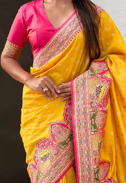 Mustard Pashmina Darbari Silk Zari Banarasi Saree Banarasi Saree Anant Tex Exports Pvt.Ltd..