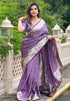 Lavender Banarasi Satin Silk Zari Banarasi Saree Panetar Saree Anant Tex Exports Pvt.Ltd..