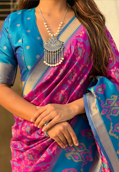 Wine Soft Silk Zari Woven Patola Saree Banarasi Saree Anant Tex Exports Pvt.Ltd..