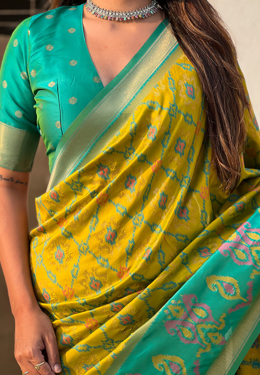 Mehendi Green Soft Silk Zari Woven Patola Saree