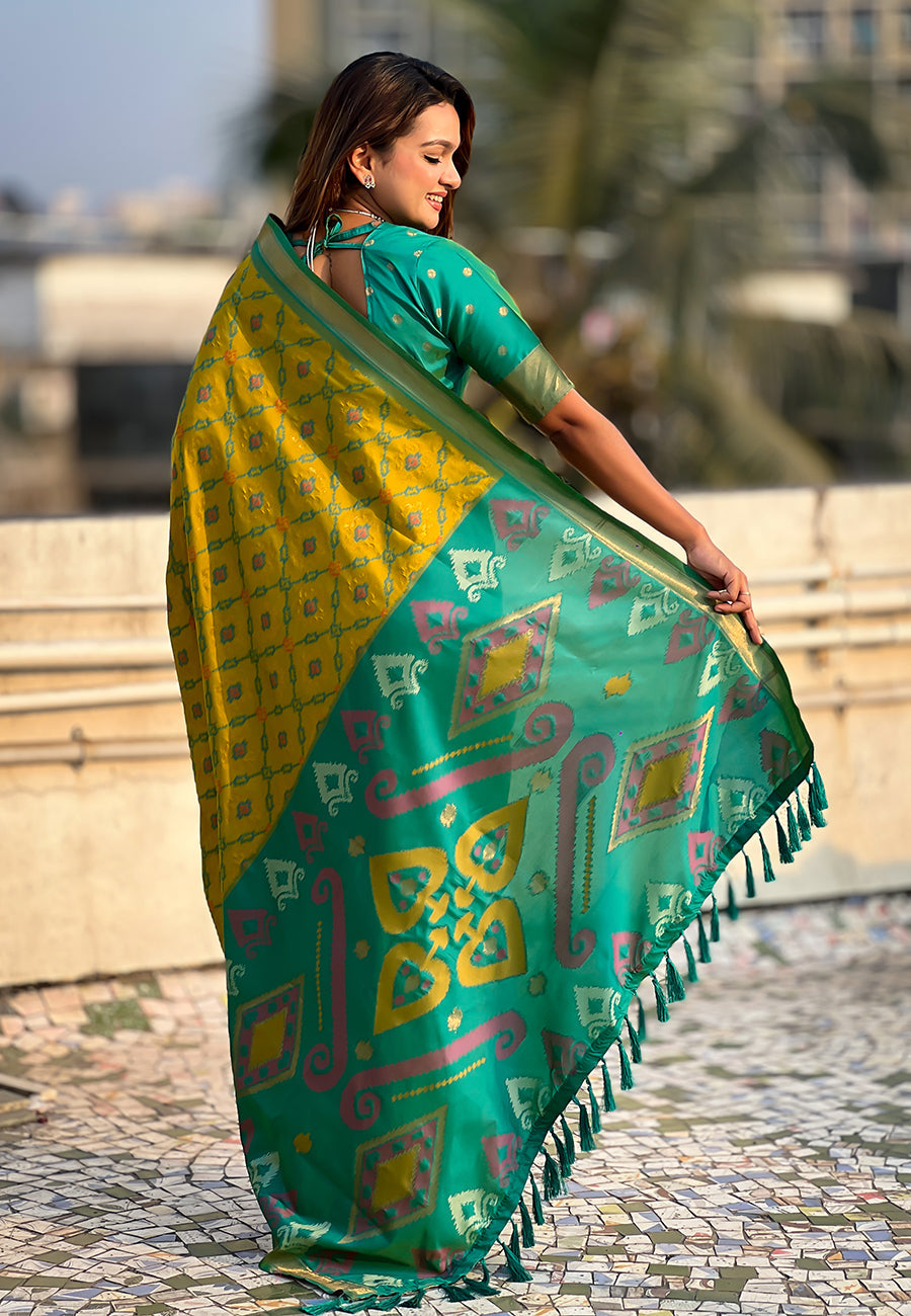 Mehendi Green Soft Silk Zari Woven Patola Saree