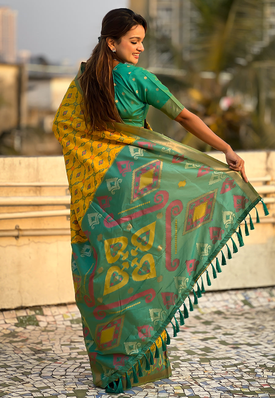 Yellow Soft Silk Zari Woven Patola Saree Banarasi Saree Anant Tex Exports Pvt.Ltd..