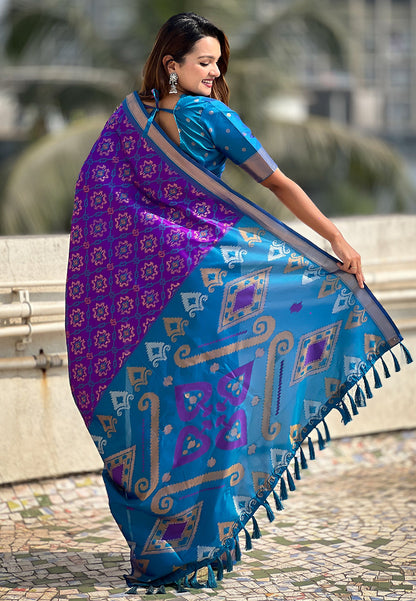 Purple Soft Silk Zari Woven Patola Banarasi Saree Soft Silk Saree Anant Tex Exports Pvt.Ltd..