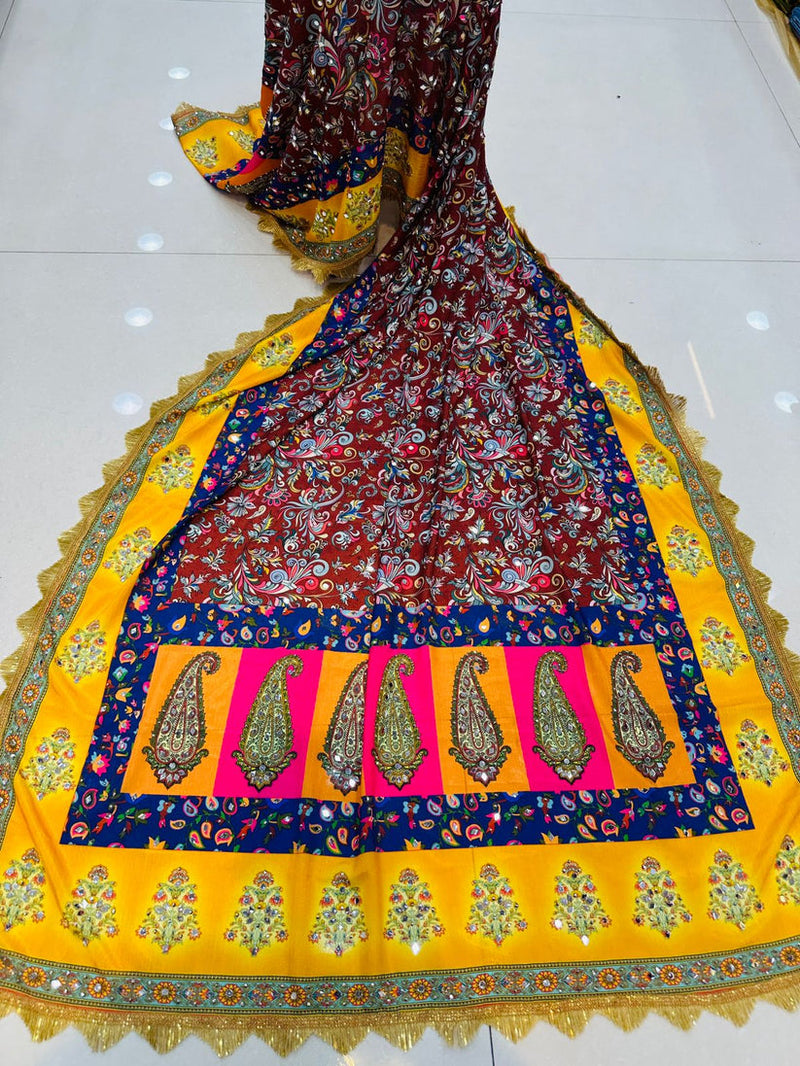 Party Wear Designer Handwork Real mirror Work Dupatta