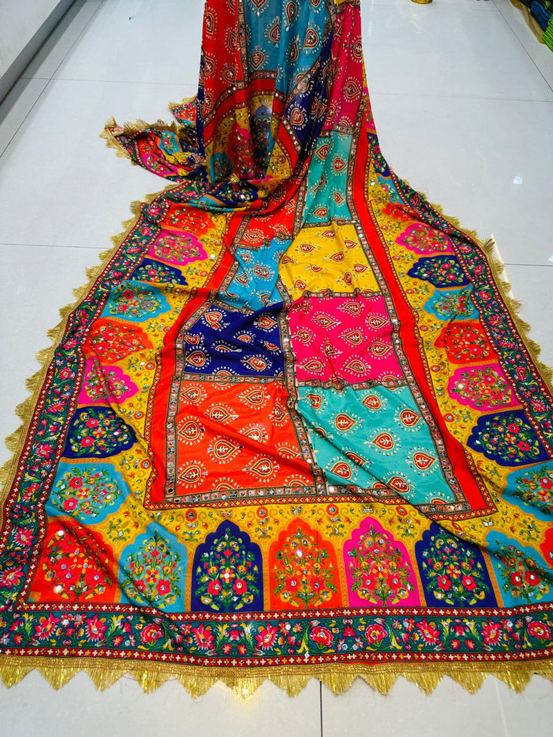 Party Wear Designer Handwork Real mirror Work Dupatta