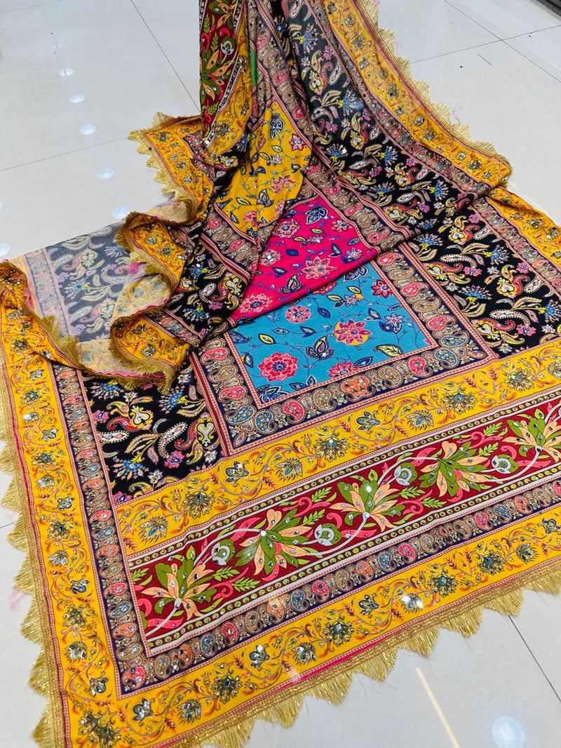 Party Wear Designer Handwork Real mirror Work Dupatta