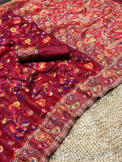 KASHMIRI SPECIAL SLAB PASHMINA KACHI SAREE - Anant Exports