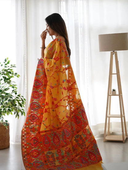 KASHMIRI SPECIAL SLAB PASHMINA KACHI SAREE - Anant Exports