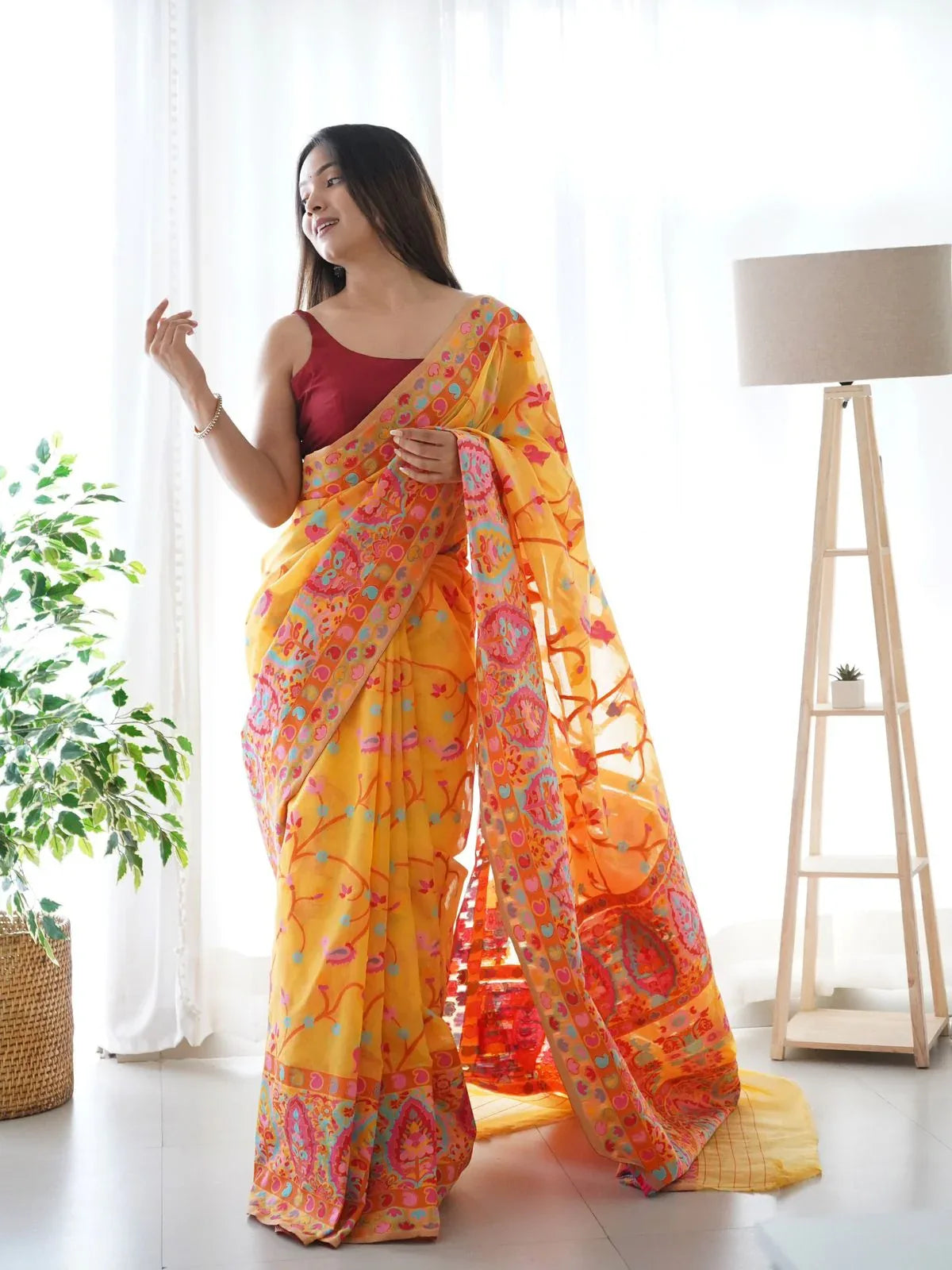 KASHMIRI SPECIAL SLAB PASHMINA KACHI SAREE - Anant Exports