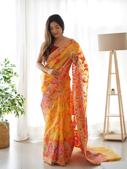 KASHMIRI SPECIAL SLAB PASHMINA KACHI SAREE - Anant Exports