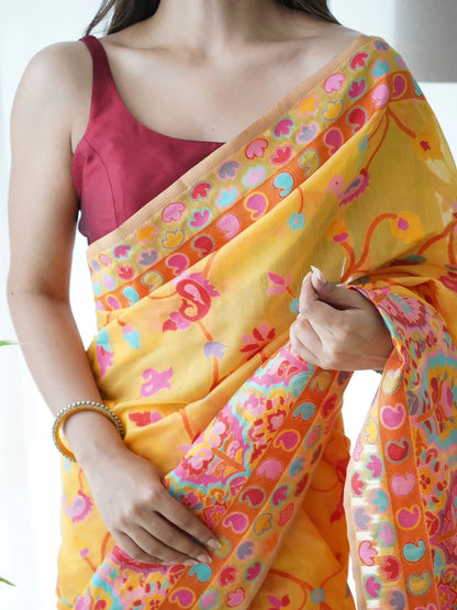 KASHMIRI SPECIAL SLAB PASHMINA KACHI SAREE - Anant Exports