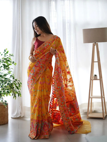 KASHMIRI SPECIAL SLAB PASHMINA KACHI SAREE - Anant Exports