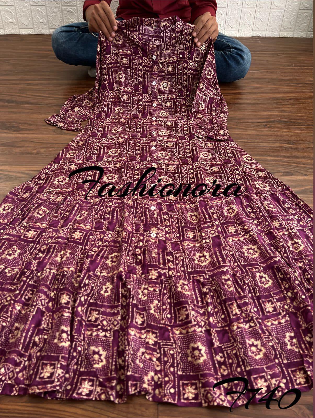 Party wear Premium Rayon Printed Dress with Hand Work Kurti - Anant Exports