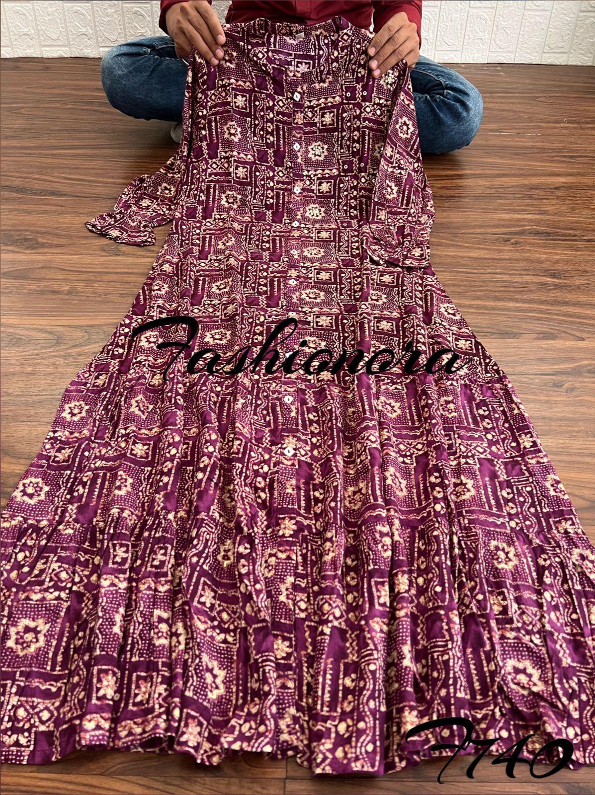 Party wear Premium Rayon Printed Dress with Hand Work Kurti - Anant Exports