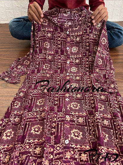 Party wear Premium Rayon Printed Dress with Hand Work Kurti - Anant Exports