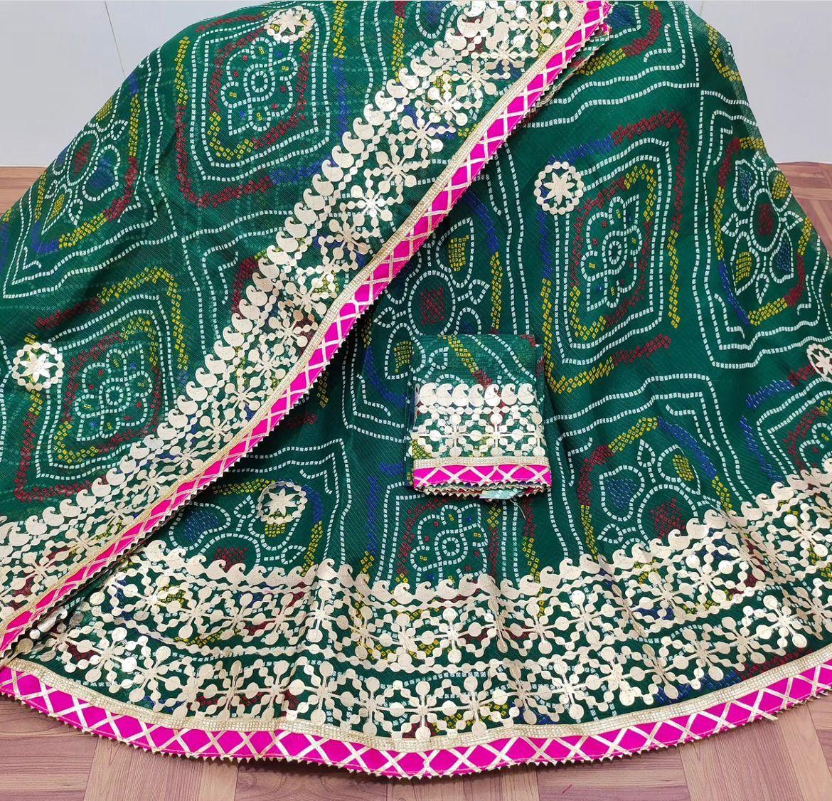 Rajasthani Traditional Kota Doriya Bandhej Print Lahenga Choli - Anant Exports