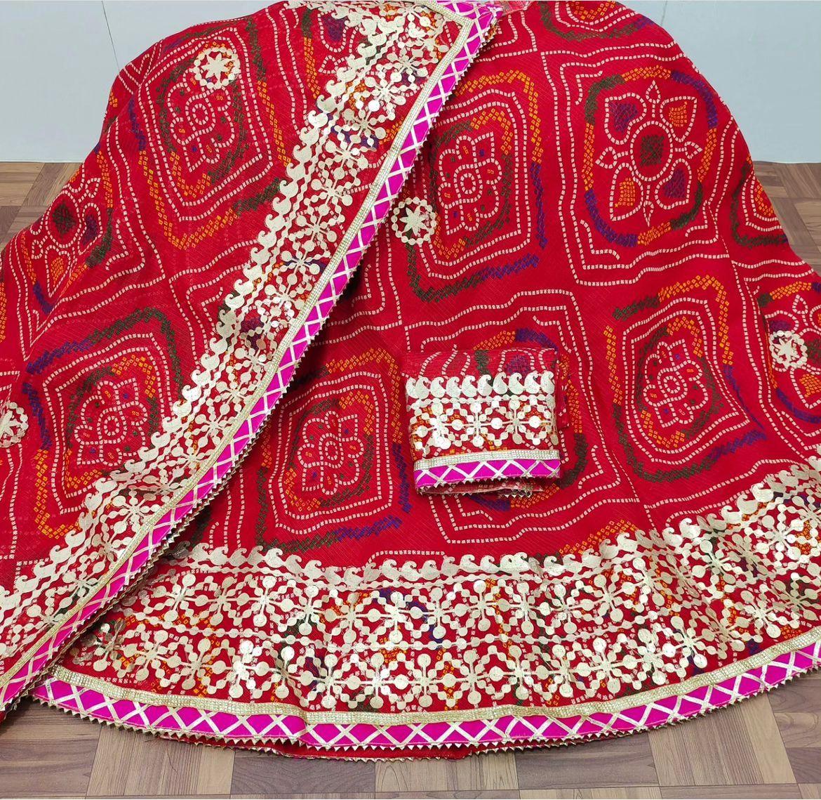 Rajasthani Traditional Kota Doriya Bandhej Print Lahenga Choli - Anant Exports
