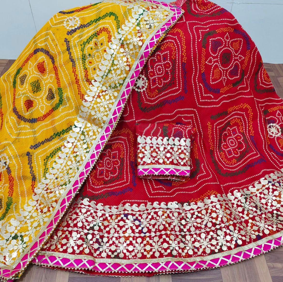 Rajasthani Traditional Kota Doriya Bandhej Print Lahenga Choli - Anant Exports
