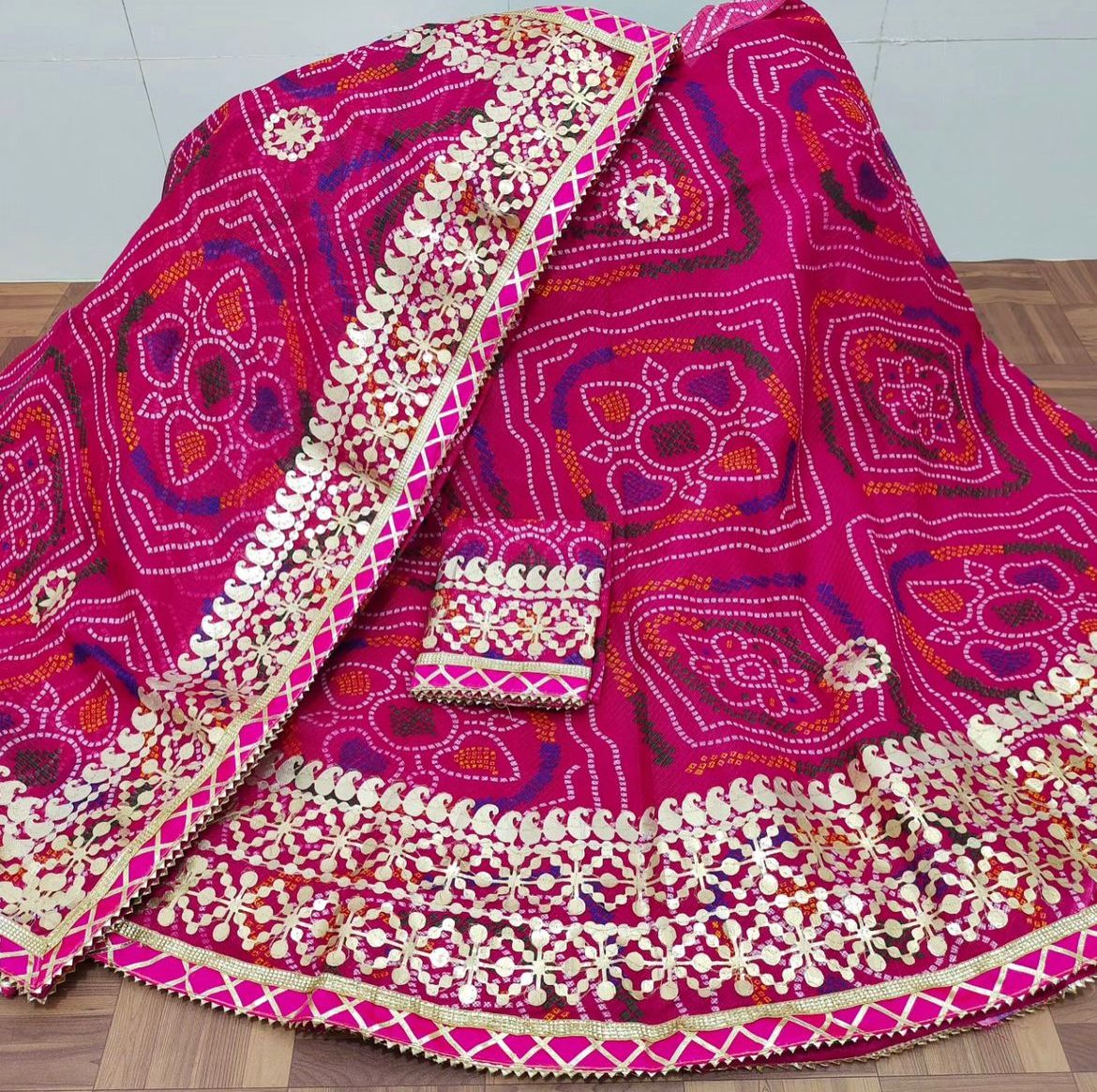 Rajasthani Traditional Kota Doriya Bandhej Print Lahenga Choli