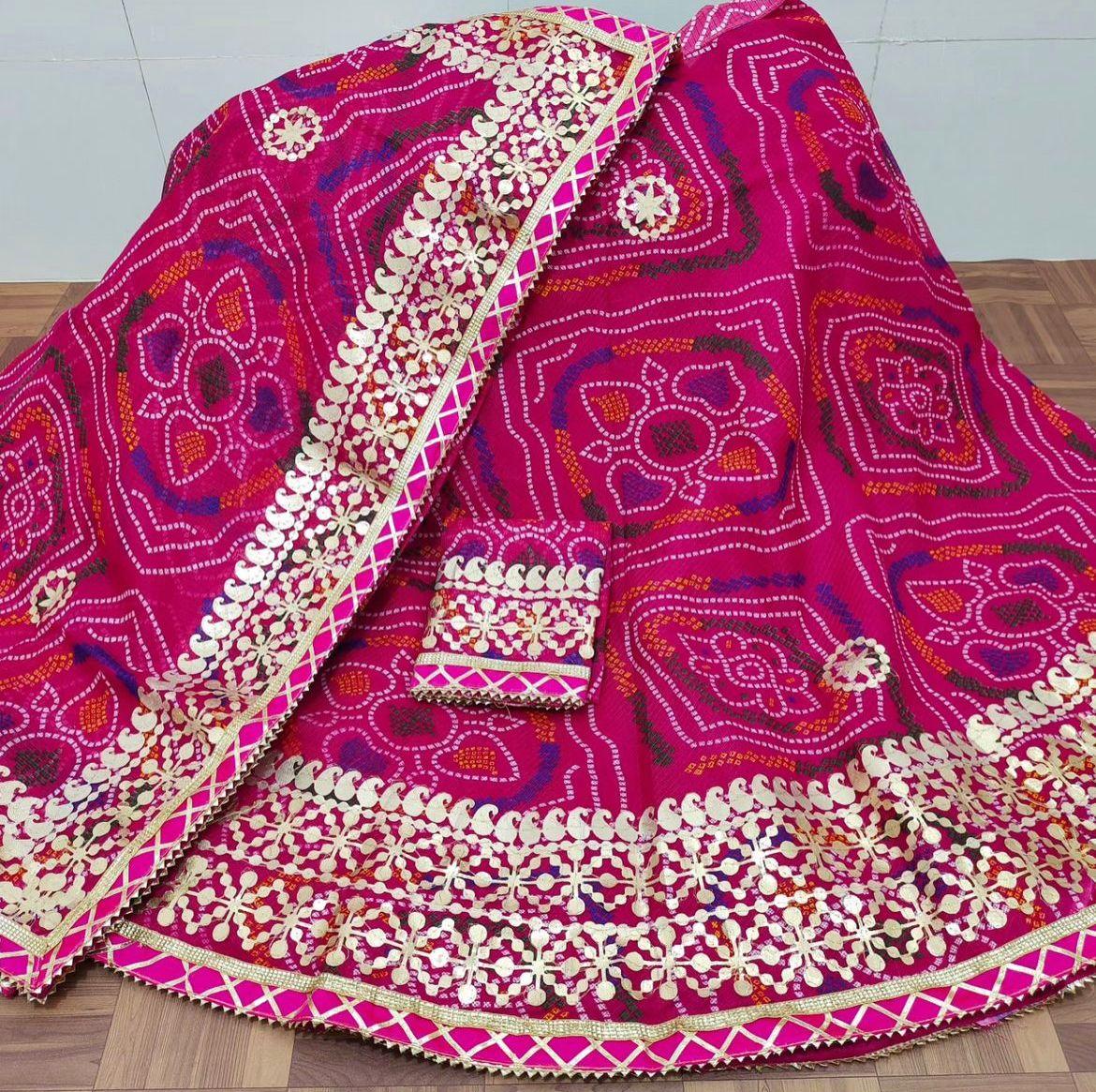 Rajasthani Traditional Kota Doriya Bandhej Print Lahenga Choli - Anant Exports