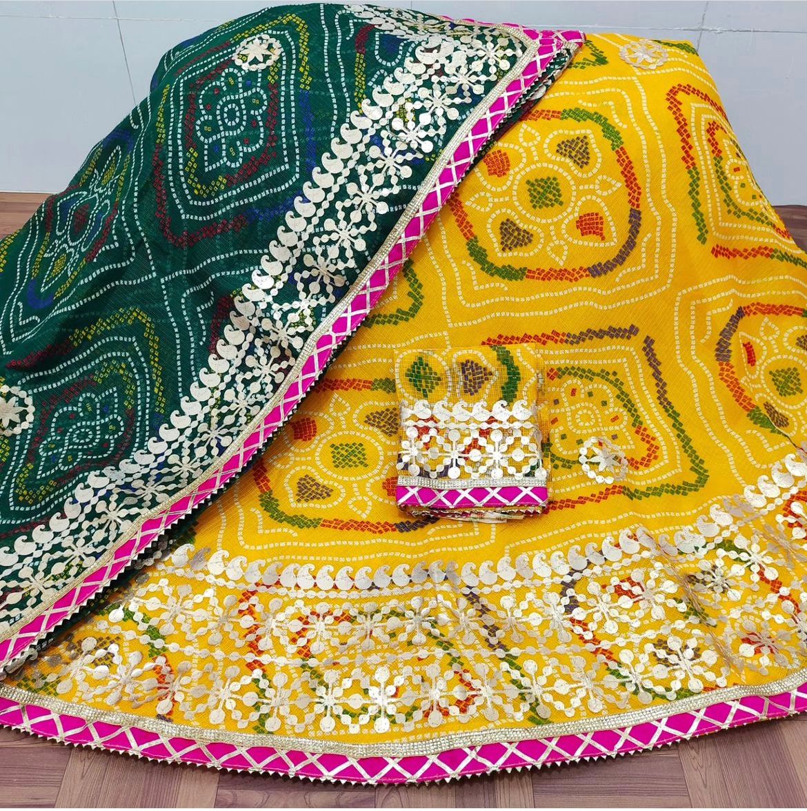 Rajasthani Traditional Kota Doriya Bandhej Print Lahenga Choli