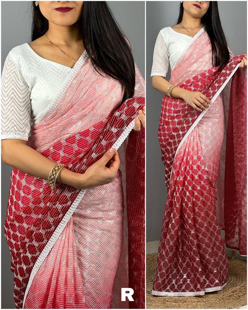 Beautiful Designer Daily Wear Satrangi Chiffon Saree