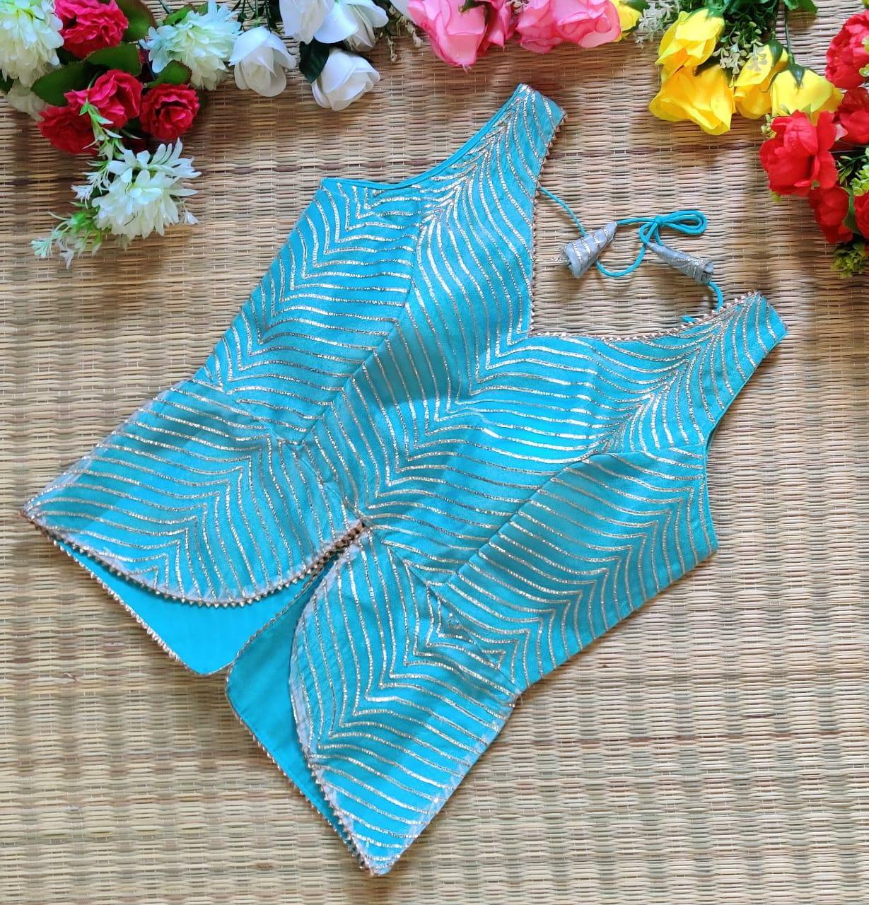 Beautiful Designer Georgette Gottapatti Work Koti Blouse