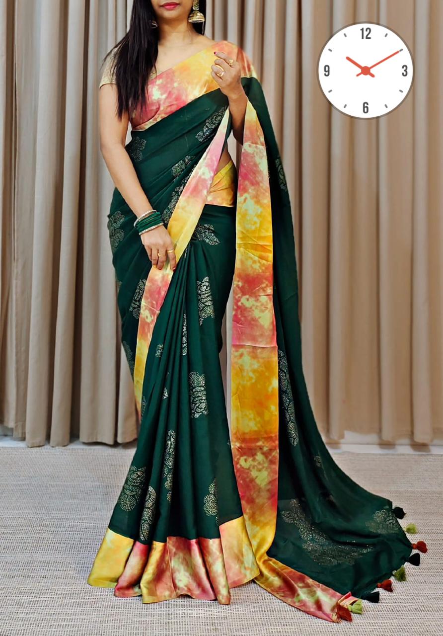 Beautiful Designer Digital Print Soft Linen Cotton Saree