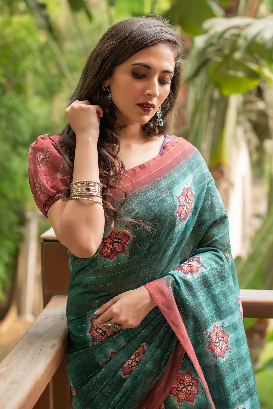 Beautiful Designer Digital Print Soft Linen Cotton Saree