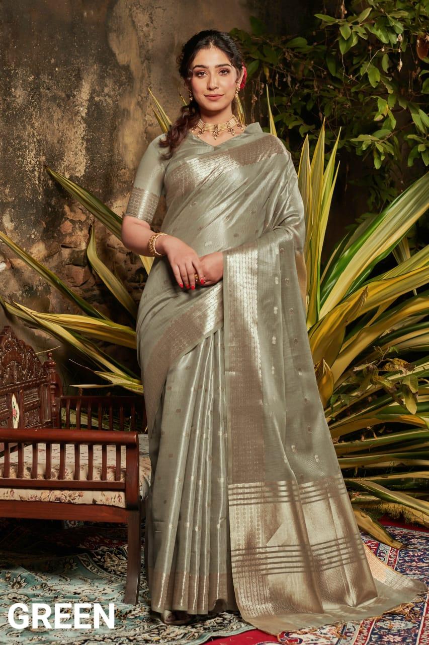 Beautiful Designer Maheshwarli Tissue siltk Weaving Saree
