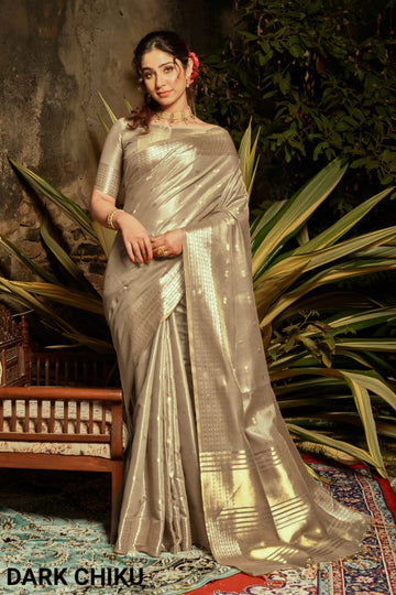 Beautiful Designer Maheshwarli Tissue siltk Weaving Saree
