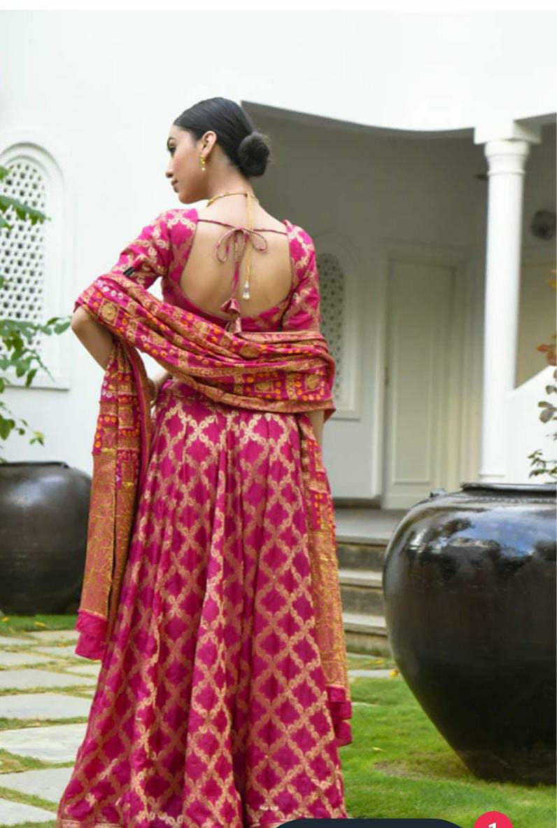 Beautiful Rajasthani Traditional Bandhej Ghatchola Lehenga Choli