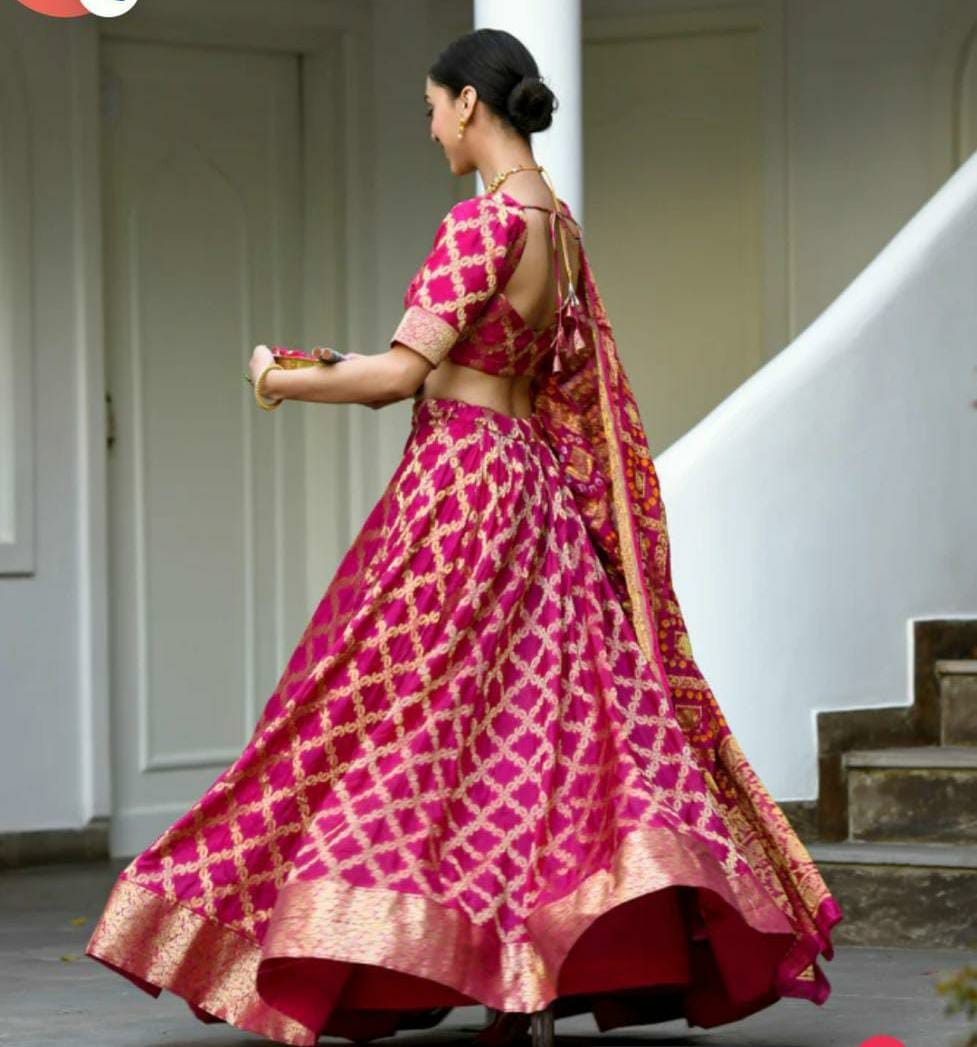 Beautiful Rajasthani Traditional Bandhej Ghatchola Lehenga Choli