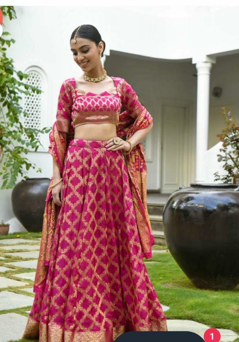 Beautiful Rajasthani Traditional Bandhej Ghatchola Lehenga Choli