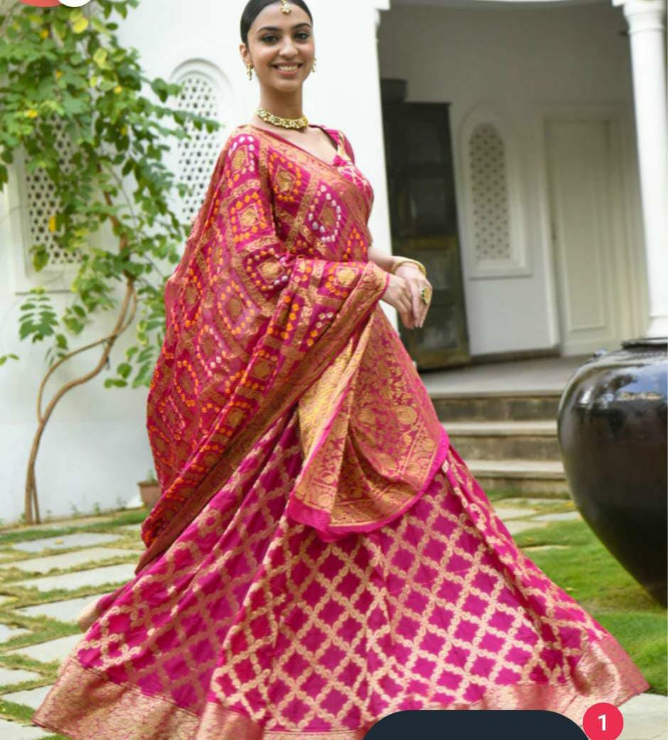 Beautiful Rajasthani Traditional Bandhej Ghatchola Lehenga Choli
